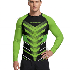 Camiseta de compresión de manga larga para hombre con bloques de color y sublimación para BJJ - Product Image 3
