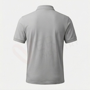 Polo en coton Oxford gris à manches courtes pour homme, coupe classique, respirant, design uni tissé - Product Image 2