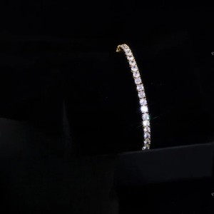 Round VVS Moissanite Diamond Tennis <b>Bracelet</b> Customized 925 Silver Yellow Gold Plated Fancy Tennis <b>Bracelet</b> Manufacturing India - Product Image 1
