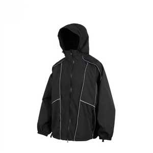 Ensemble de survêtement unisexe noir à manches longues, col montant, style sportif, coupe ample, polyester/nylon, coupe-vent pour l'automne - Product Image 3