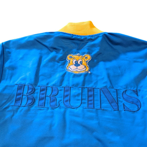   เสื้อแจ็คเก็ตเบสบอลผ้าซาตินสีน้ำเงินสำหรับผู้ชาย พร้อมโลโก้ปักและขอบสีเหลือง แขนยาว ทรงปกติ ใส่ได้ทุกฤดู - Product Image 5