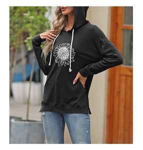 Nouvelle collection de sweat-shirts à capuche pour femmes, 100 % coton, manches longues, col en V, imprimés, confortables, pour l'hiver, personnalisables - Product Image 4