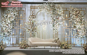 Perfect Engagement Party Stage Decor Multi-Layered Arches Arabian Style Mehraab <b>Backdrop</b> Panel Decor Reception Stage Metal <b>Stand</b> - Product Image 2