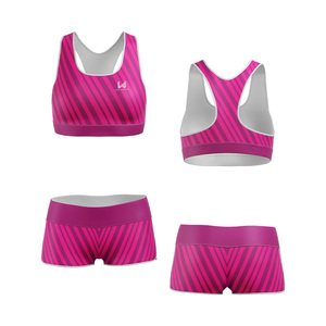 Ensemble de yoga 2 pièces pour femme, personnalisé, en spandex léger, respirant, avec soutien-gorge de sport et short taille haute élastique, col rond sans manches - Product Image 3