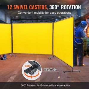 Schermo per saldatura in vinile ignifugo a 3 pannelli 6x8 con 12 schermi a tendina girevoli per protezione saldatura - Product Image 3