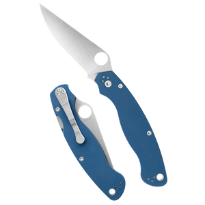 Couteaux pliants portables en acier inoxydable avec poignée texturée bleu clair, lame pointue et tranchante, trou de serrage rond et métal - Product Image 1