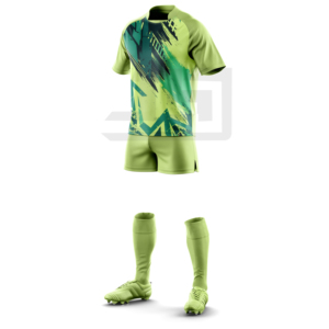 Tenue de rugby personnalisée : Maillot et short imprimés, respirants, légers, séchage rapide, écologiques, antibactériens, col en V, vêtements de sport - Product Image 3