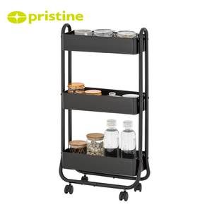 Carrito de Almacenamiento Metálico Moderno de 3 Niveles, Resistente y Delgado, con Ruedas y Fácil Limpieza, para Cocina y Sala de Estar, Contenedor de Alimentos - Product Image 3