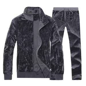 Ensemble de survêtement en velours personnalisé pour homme, manches longues, poids lourd, vêtements de sport décontractés, unisexe - Product Image 5
