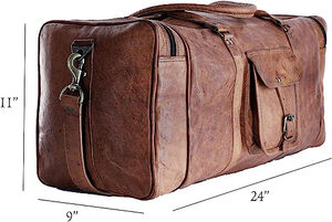 Bolsa de Viaje Impermeable de Cuero Genuino 100% Marrón, para Fin de Semana, Gimnasio, Deportes, Unisex, Cómoda, Ligera y Personalizable - Product Image 2