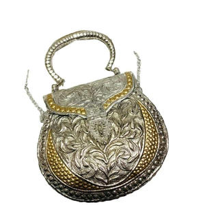 Best Price Designer Silver Brass Clutch Bag Luxury Vintage Wedding Party <b>Handbag</b> for Bridal Evening Dress Stylish for Ladies - Product Image 2