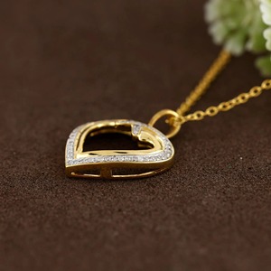 Collar con Colgante de Corazón Abierto con Diamantes Naturales, Diseño Elegante, Joyería Romántica Minimalista en Oro de 10K, 14K, 18K o Plata 925 para Mujer - Product Image 3