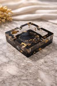 Premium Decorative Resin Ashtray Featuring Heat Resistant Glossy Surface For Elegant Smoking Area Accessories - Product Image 6