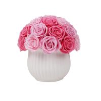 Roses éternelles carrées préservées faites à la main, longue durée, vase en céramique écologique, centre de table pour mariage