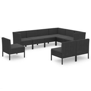Conjunto de Muebles de Jardín de Ratán PE Negro con Acero con Recubrimiento en Polvo y Poliéster, Colección de Muebles Duraderos para Exteriores - Product Image 2