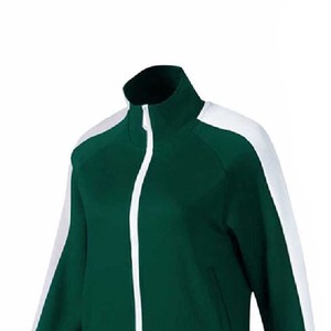 Ensemble de survêtement sportif vert 2 pièces pour femme, en polaire à capuche, manches courtes et longues, en polyester tricoté, avec bande latérale, coupe classique, toutes saisons - Product Image 4