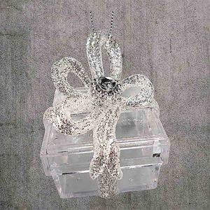 Adorno Navideño de Año Nuevo, Caja de Regalo 3D Acrílica con Purpurina Dorada, Plateada y Beige, Decoración Transparente - Product Image 2