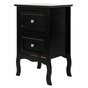 Comodino a Due Ripiani in Stile Country, Grande Dimensione, Nero, Arredamento Camera da Letto - Product Image 4