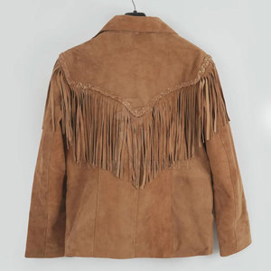 Veste en cuir suédé pour homme, style vintage, à usage durable, avec ourlet et poignets côtelés, d'apparence classique et décontractée - Product Image 2