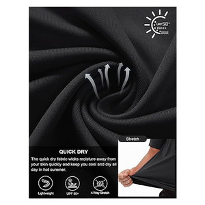 T-shirts de sport pour hommes, coupe ajustée, protection solaire, manches courtes, UPF 50+, pour la gym, la course, la natation, anti-UV, légers - Product Image 4