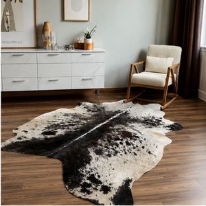 Handmade Cowhide Area Rug Animal Print Novelty Shape Real Leather Floor <b>Mat</b> for Living Room Home Decor Farmhouse Style - Product Image 5