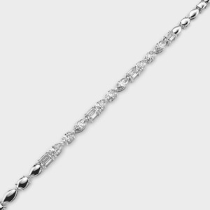 Bracelet tennis en diamant de laboratoire avec pierres de formes mélangées émeraude/coupe mixte 2,8 ct, plaqué rhodium en argent sterling 925 pour mariage - Product Image 3