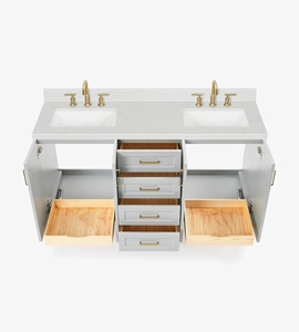 Mueble de Baño Personalizado Quartus de 66 Pulgadas con Doble Lavabo, Solo Mueble, 4 Opciones de Acabado, Fabricante OEM de Vietnam - Product Image 5