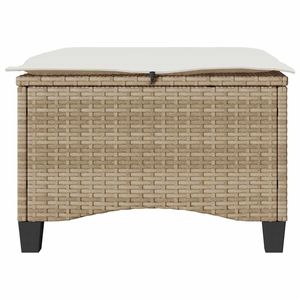 Tabouret de jardin en rotin PE beige avec structure en acier thermolaqué, ensemble standard pour la décoration extérieure - Product Image 5