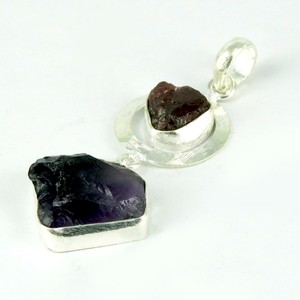 Entire Universe Rough Amethyst <b>Garnet</b> 925 Sterling Silver <b>Pendant</b> Indian Silver Jewelry Designer Silver Jewelry - Product Image 3