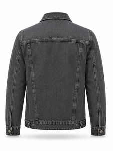 Veste en jean grise pour homme, fermeture boutonnée, coupe classique, délavée, style décontracté, pour l'automne, tissu 100% coton tissé - Product Image 3