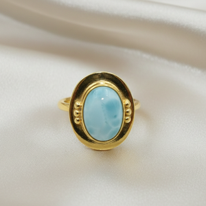 Top quality Larimar Gemstone <b>Ring</b> 925 <b>Silver</b> Brass Beads Handmade <b>Statement</b> <b>Ring</b> Rose Gold Yellow Gold Plated Boho Jewelry Gift - Product Image 2