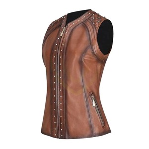 Chaleco de Cuero Genuino para Mujer, Transpirable, Tejido para Invierno, con Logotipo, Colores y Tallas Personalizables - Product Image 2