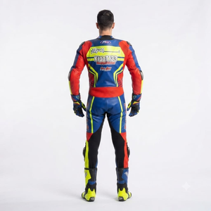 Combinaison de course premium pour homme 1 pièce en cuir de vache véritable/cuir de kangourou, style MotoCP, avec protections niveau 2 - Product Image 2