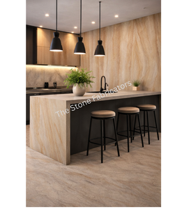 Teakwood Sandstone Thin Slab Rustic Sandblasted Surface Natural Stone <b>Veneer</b> <b>Sheet</b> TSF India - Product Image 3
