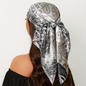 Custom Designer Digital Screen Print Cotton <b>Square</b> <b>Scarf</b> Double Sided Paisley Bandana With Logo - Product Image 1
