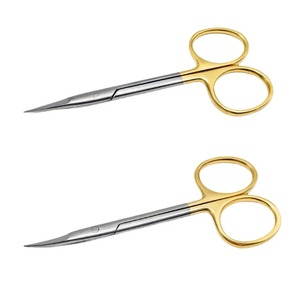 Tijeras Dentales Manuales de Acero Inoxidable Chapadas en Oro, Puntas Rectas y Curvas, Pinzas Hemostáticas, Instrumento de Laboratorio Dental Quirúrgico - Product Image 1