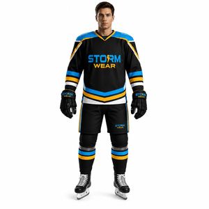 Camiseta de Hockey sobre Hielo para Hombre Storm Wear, Sublimada, Cuello en V, Manga Larga, Poliéster que Absorbe la Humedad, Ropa Deportiva para Equipo, Talla Adulto - Product Image 2