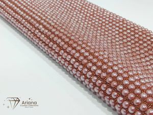Lámina de Malla de Cristal Color Durazno Marrón, Tela de Malla con Pedrería Premium para Decoración de Vestidos de Novia, Manualidades y Joyería - Product Image 2