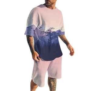 Men's <b>Twin</b> <b>Set</b> T-Shirt and Shorts Custom Cotton Blend Sportswear Summer Outfit OEM ODM Private Label Supplier - Product Image 1
