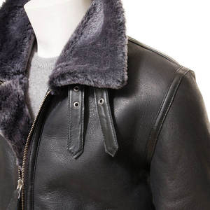 Chaqueta de Cuero de Primera Calidad con Cuello y Puños de Piel Ajustables, Chaqueta de Cuero para Invierno con Cierre Completo, Ropa Urbana, Servicio OEM - Product Image 3