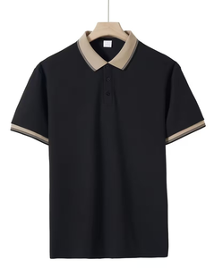 Black Cotton Polo Shirt Men Breathable Short Sleeve Work Fashion Custom Logo Printing Silk Screen Oem Service - Product Image 2
