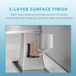 Rubinetto a cascata monocomando a 1 foro per lavabo con scarico a scomparsa, tubi di alimentazione, rubinetto per lavabo e piastra di copertura per bagno - Product Image 5