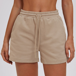<b>Women's</b> Solid Purple High Waist <b>Shorts</b> Elastic Drawstring Casual Loose Fit Fleece Material Breathable Knitted Fabric - Product Image 3