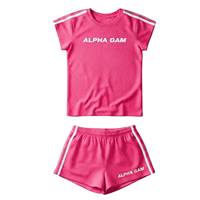 Fournisseur de vêtements de mode en gros, ensemble tendance décontracté pour femmes, haut à manches courtes raglan, short assorti à taille élastique