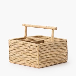 Rattan silverware organizer basket with compartments handcrafted flatware baskets <b>utensil</b> <b>holders</b> - Product Image 3