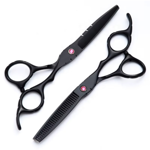 Premium 6 Inch Black Stainless Steel Hair Cutting Scissors Professional Barber Shears Custom Branding Salon <b>Tool</b> - Product Image 1