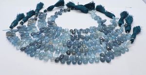 Perles facettées en forme de poire en aquamarine mousse AAA, taille 7x10 MM, qualité supérieure, pierre précieuse naturelle en aquamarine mousse - Product Image 2