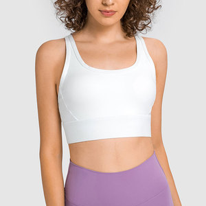 Soutien-gorge de sport sans armatures pour femme, couleur unie, dos nageur, bonnet intégral, tricoté, respirant, toutes saisons, lavable en machine - Product Image 4