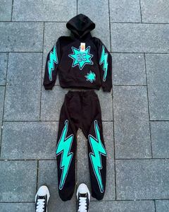 Unisex Casual Fashion Acid Wash Eco-Friendly Breathable Reversible Heavyweight Winter Solid Tracksuit <b>Set</b> for Sports Travel - Product Image 2