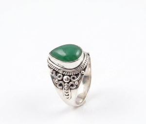 925 Sterling <b>Silver</b> Green Chrysoprase <b>Ring</b> Vintage Boho Statement <b>Ring</b> Rose Gold Yellow Gold Plated Handmade Jewelry <b>for</b> <b>Men</b> her - Product Image 3